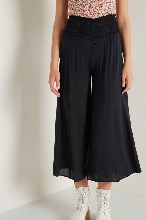 Tezenis Smocked Canvas Hakama Pants Svarta Svarta | UANJX-0638