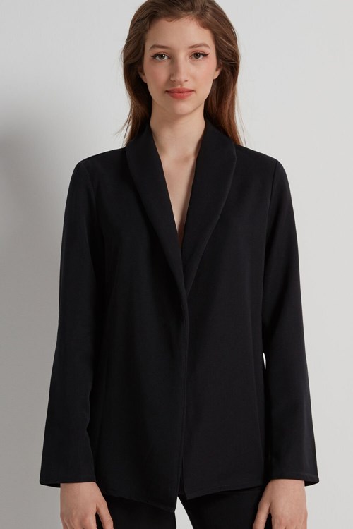 Tezenis Solid Color Open Front Blazer/Jacket Svarta Svarta | DFQUO-0971