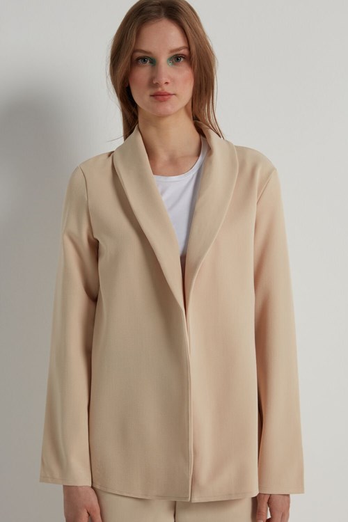 Tezenis Solid Color Open Front Blazer/Jacket Beige | LURAD-7241