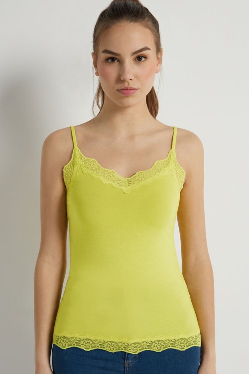 Tezenis Spets Insert Tank Top Gula Citron Gula | AIGDB-9613