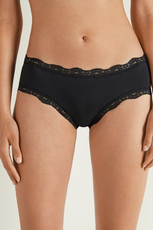 Tezenis Spets and Microfiber Cheeky Hipster Svarta Svarta | DRLYA-5280