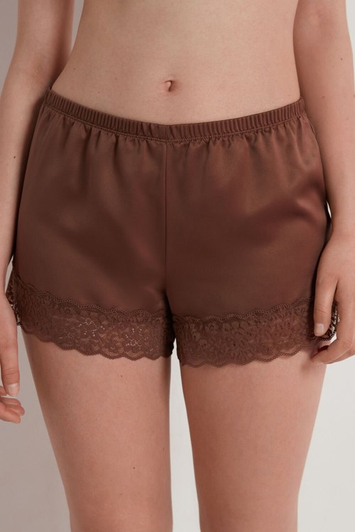 Tezenis Spets and Satin Shorts Bruna Bruna | VHMOX-9806