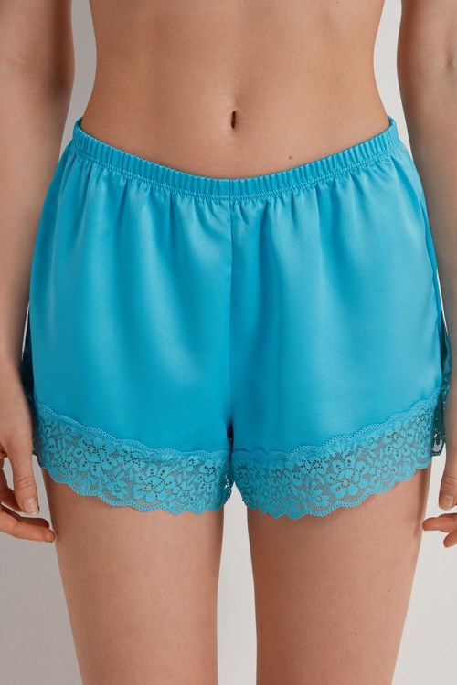 Tezenis Spets and Satin Shorts Ljusblå Blå | WLSCI-9043