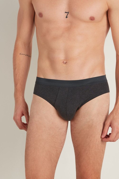 Tezenis Stretch Bomull Brief Grå Mörk | HUCFW-6985
