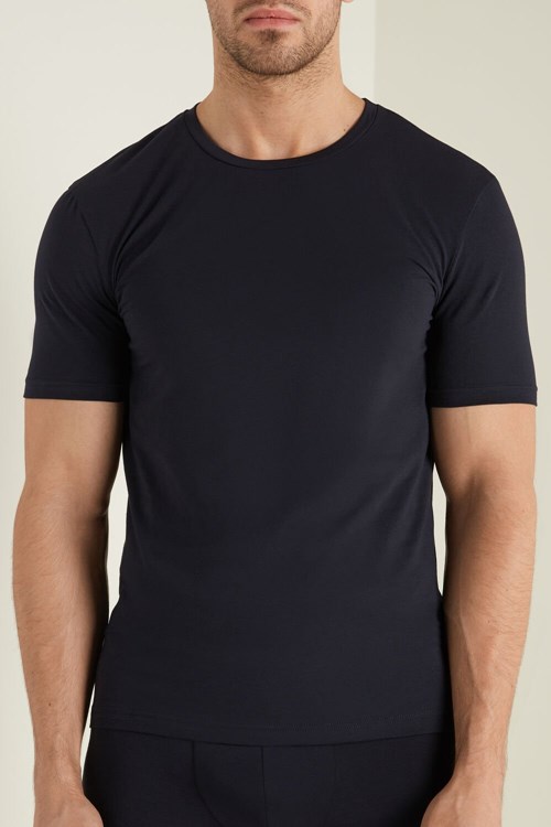 Tezenis Stretch Bomull T-Shirt Blå Mörkblå | CVXRU-4581