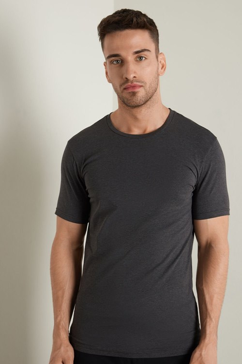 Tezenis Stretch Bomull T-Shirt Grå Mörk | VSCRQ-4907