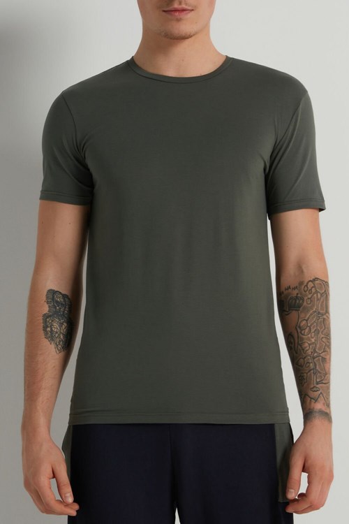 Tezenis Stretch Bomull T-Shirt Gröna Gröna | KMWAP-2460