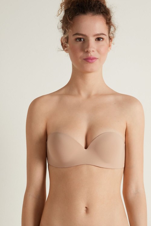 Tezenis Super Vadderad Hold-Up Bandeau Bra with Silikon Back Nude Natural Blush 1905 | VAJRK-1642