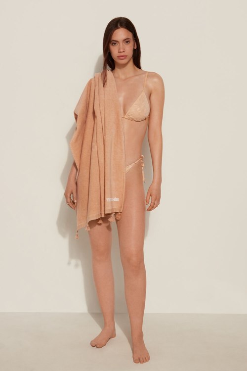 Tezenis Terry Cloth Beach Towel with Tassels Nude Nude 724v | TGPZB-5740