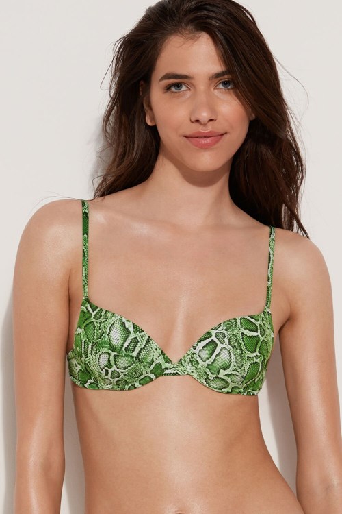 Tezenis Tropical Snake Push-Up Bikini Top Gröna Ormskinn | DWBSH-5893