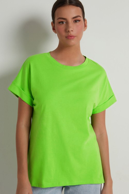 Tezenis Turned-Up Kimono Sleeve Bomull T-Shirt Gröna Gröna | ULAKY-5469