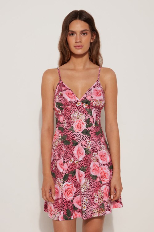 Tezenis V-Neck Mini Klänning Rosa Rosa | XMKIE-4705