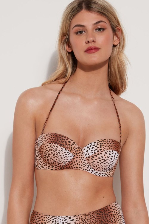 Tezenis Vintage Animal Print Vadderad Bandeau Bikini Top Animal Vintage Animal Print 614v | QSIAG-2395