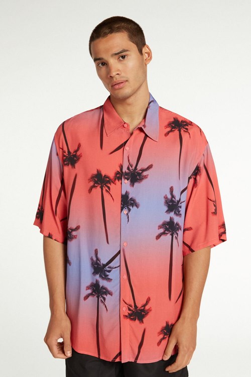 Tezenis Viscose Fabric Korta-Sleeve Shirt Rosa | GAWDM-5684