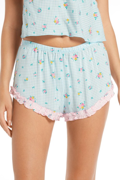 Tezenis Viscose Fabric Ruched Shorts Ljusblå Rosa | HZOQG-1328