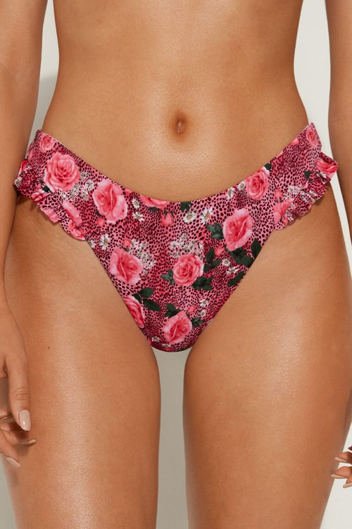 Tezenis Wild Roses High-Cut Bikini Bottoms Rosa | GXQLB-5041