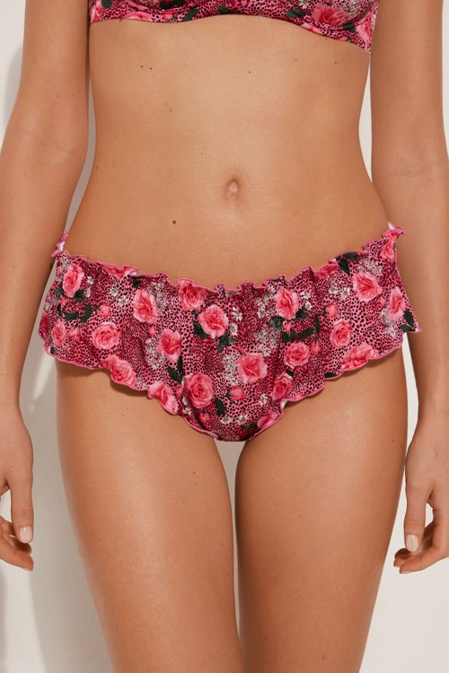 Tezenis Wild Roses Hipster Brazilian Bikini Bottoms Rosa | KVDQP-7598