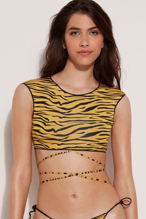 Tezenis Yellow Zebra Bra-Trend Bikini Top Svarta Gula | CQAYE-7192