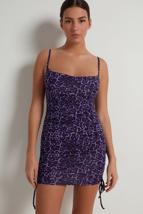 Tezenis Ärmlös Klänning with Drawstrings Violet Violet Animal Print 305v | GJFZQ-4809
