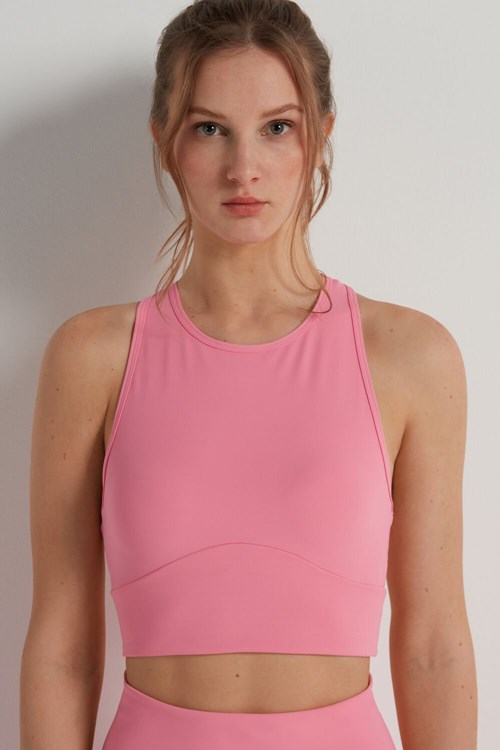 Tezenis Ärmlös Microfiber Crop Top Rosa Rosa | UTWLE-1504